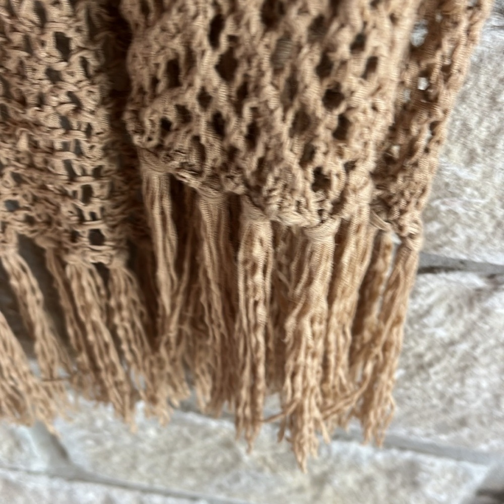 Long Open Weave Tan Duster - Picture 5 of 5
